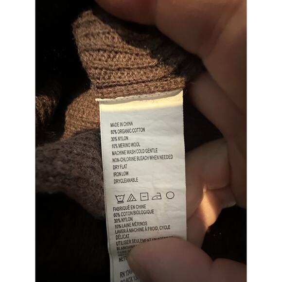 Prana Small Womens Sweater Tunic Cowl Drawstring Neck Wool Blend Brown K10-15 - Picture 6 of 11